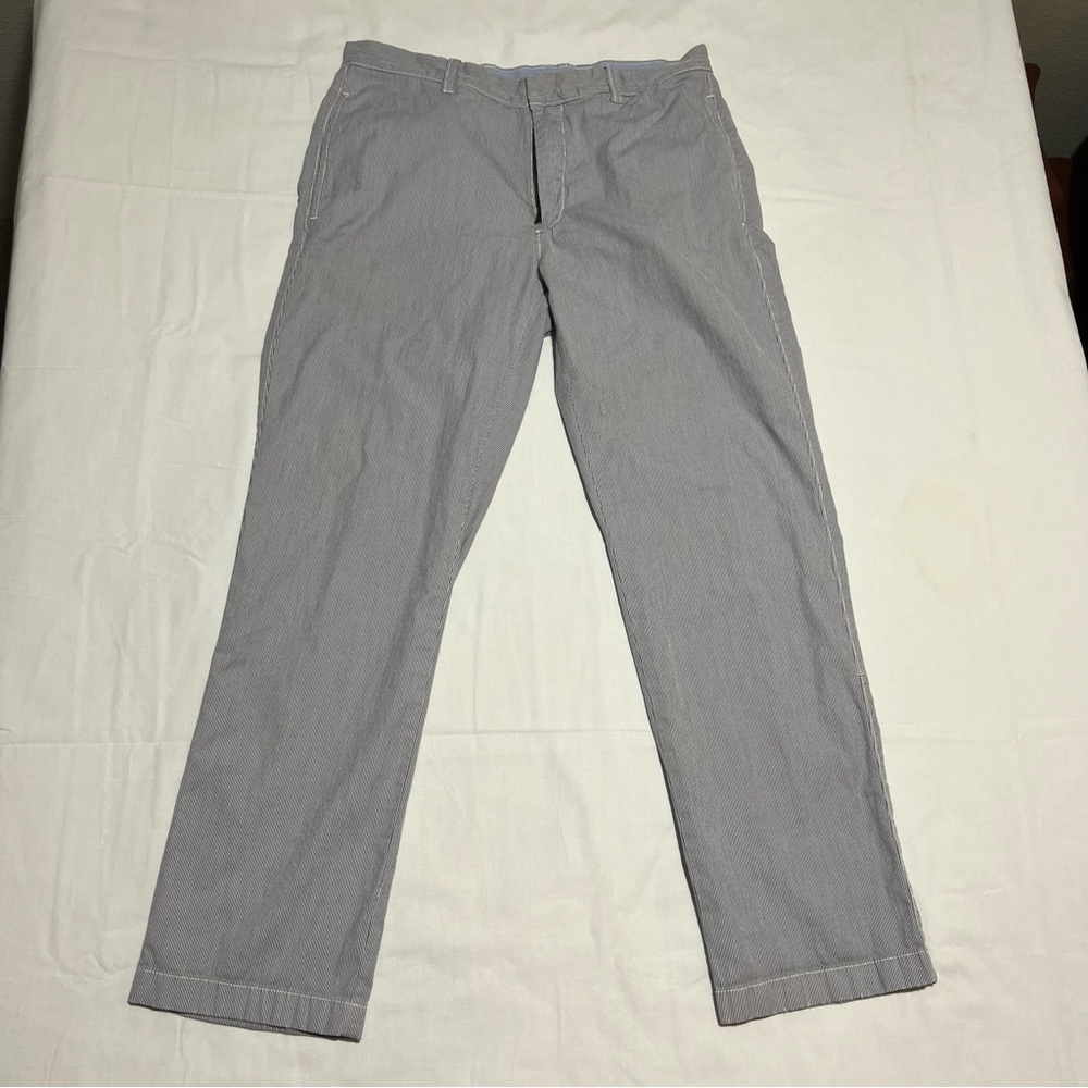 J Crew Pants Mens 32x30 Blue Pinstripe Straight Leg Preppy 100% Cotton Chino
